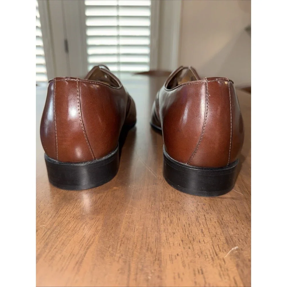 Stacy Adams Cap Toe Oxford Brown Leather Dress Shoes Men's 12W Wide Brazil NWOB
